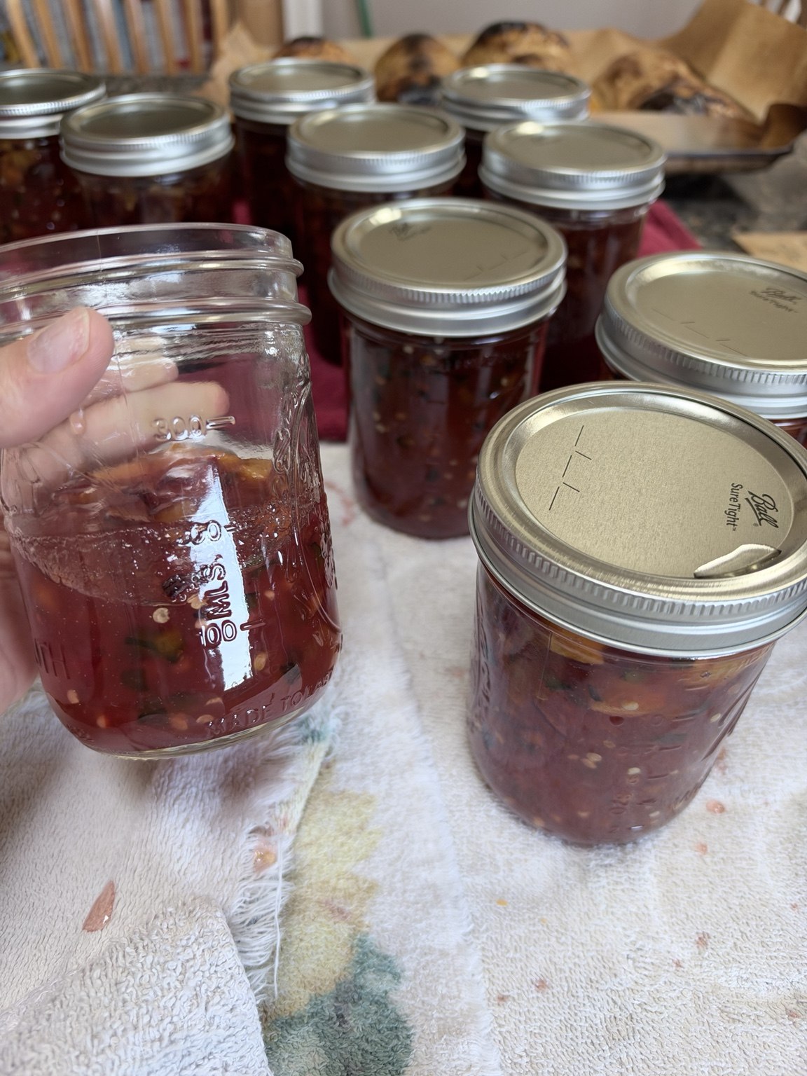 Jennifer's jars of freshly made jalapeño nectarine jam
